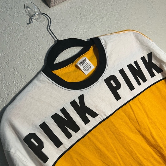 PINK Yellow and White Long Sleeve Shirt size small ✨ - Picture 2 of 3